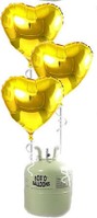 Helium Cilinder met 15 gouden folie hart ballonnen