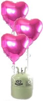 Helium Cilinder met 15 roze folie hart ballonnen