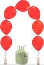 Helium Cilinder 50 met 25 doorknoopballonnen Rood