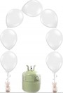 Helium Cilinder 50 met 25 doorknoopballonnen wit