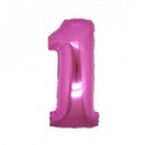 Folie Ballon Roze cijfer 1 100 cm