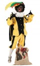 Zwarte Piet Plushe Zwart/Geel met cape Maat XL