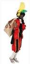 Zwarte Piet Plushe Zwart/rood met cape Maat M