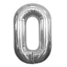 Folie Ballon cijfer 0 zilver 80 cm
