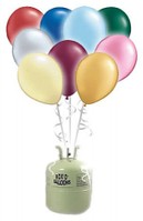 Helium Cilinder met 30 x 12 inch standaard ballonnen(kleur naar keuze) en wit lint