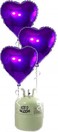 Helium Cilinder met 10 paarse folie hart ballonnen