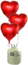 Helium Cilinder met 10 rode folie hart ballonnen