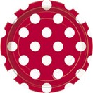 Polka Dots Bord 18 cm rood