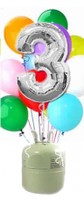 Helium Cilinder met zilveren folie ballon cijfer 3