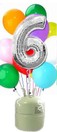 Helium Cilinder 50 met zilveren folie ballon cijfer 6