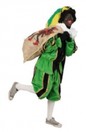 Zwarte Piet Plushe Zwart/Groen met cape Maat S